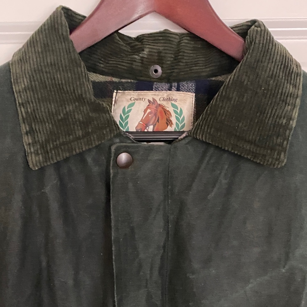 Chore Barn Blanket Lined Waxed Field  Jacket  Coat Made in England Green Size XL